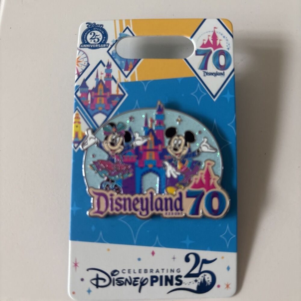 Disney Disneyland 70th Anniversary Celebration Mickey Minnie Castle Pin